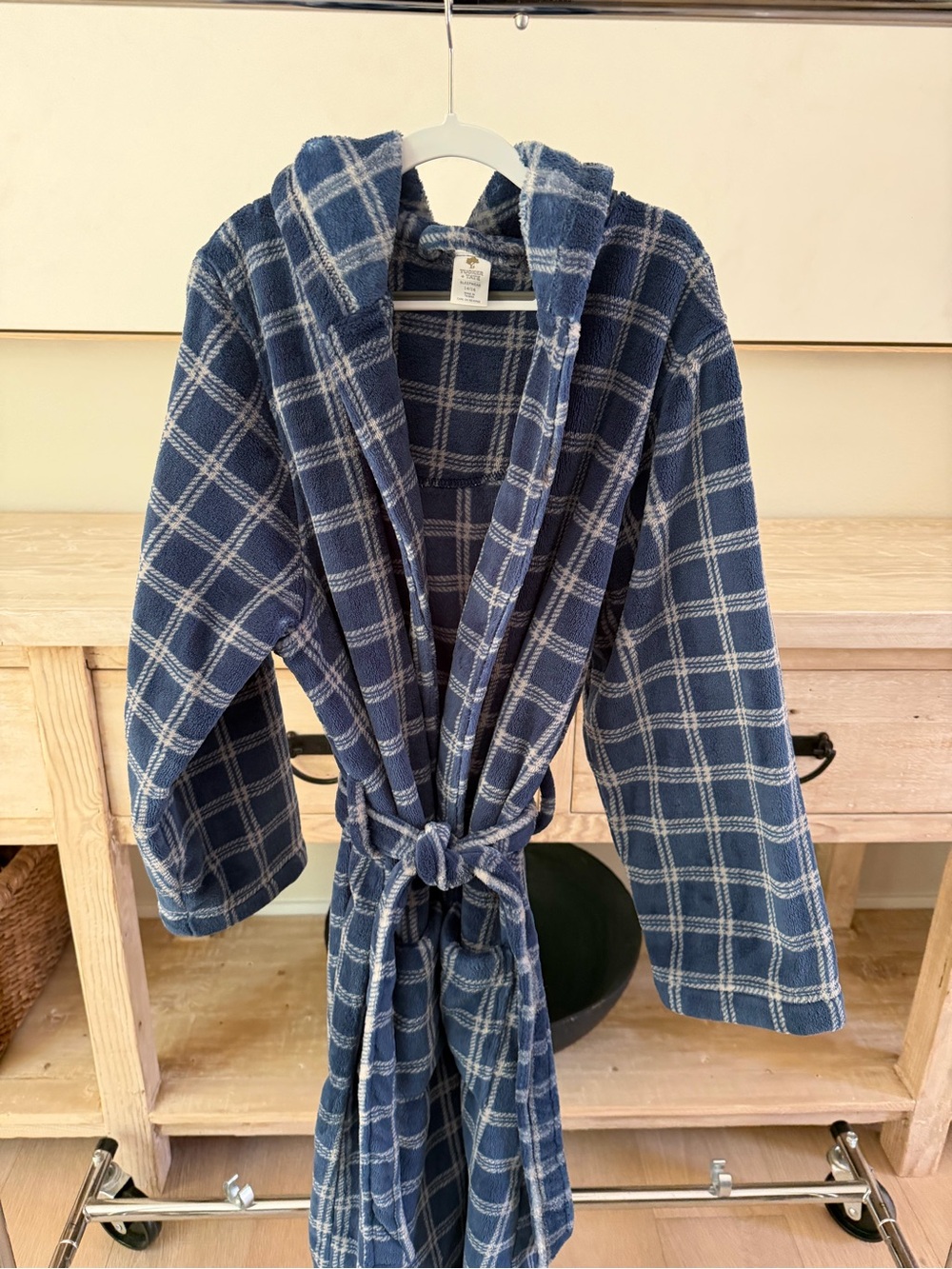 Kids Blue Plaid Hooded Robe by Tucker and Tate